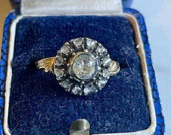 Victorian & Handmade** ANTIQUE~ 18k Yellow Gold ~ 1.3 ct. Foiled Rose Cut Diamond Ring