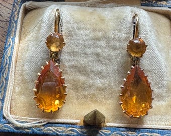 18k Victorian ANTIQUE Collectable & *RARE* Genuine Citrine Earrings