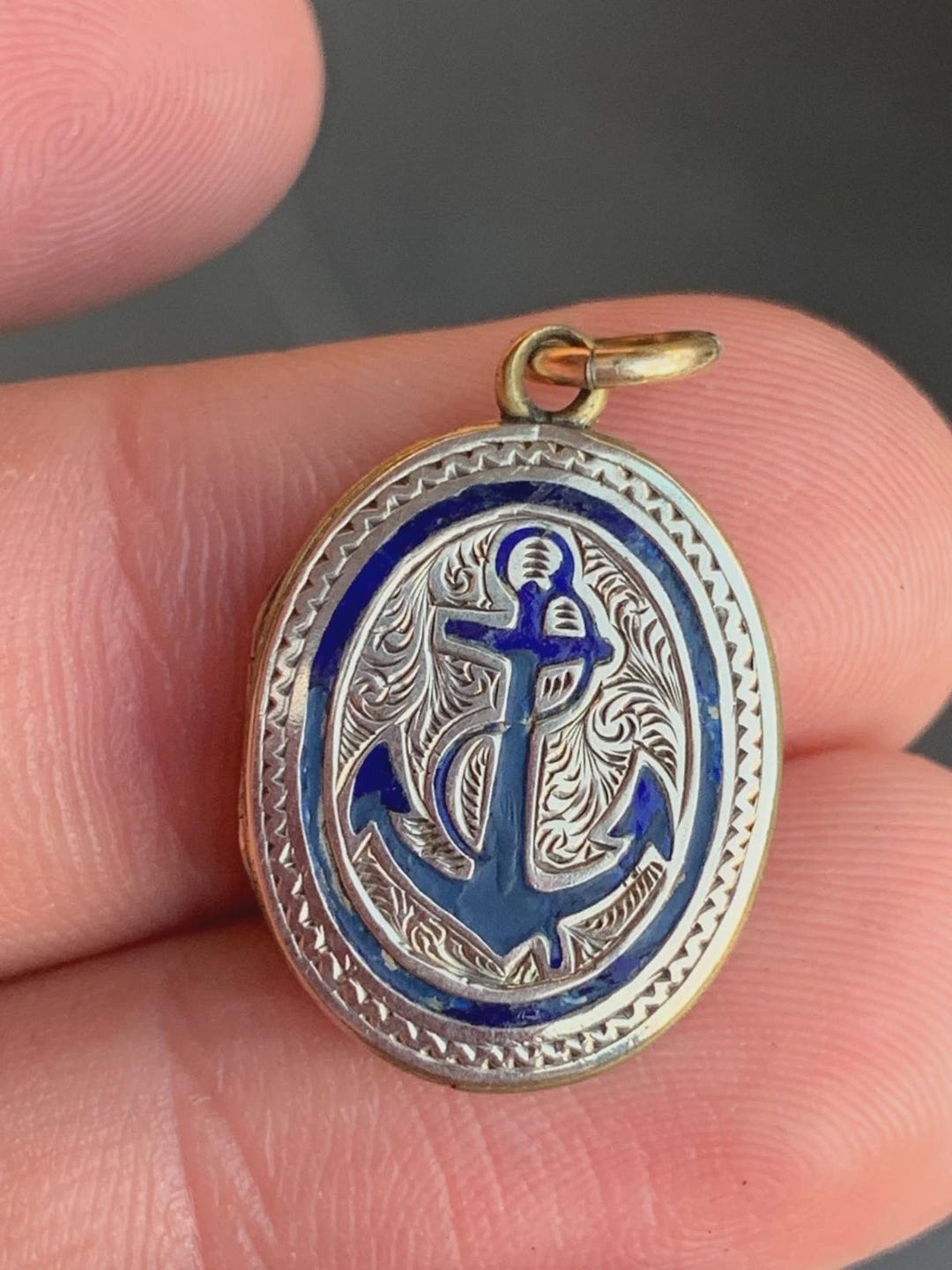 9K Gold Victorian Anchor Locket, Ornate Nautical Design - Etsy
