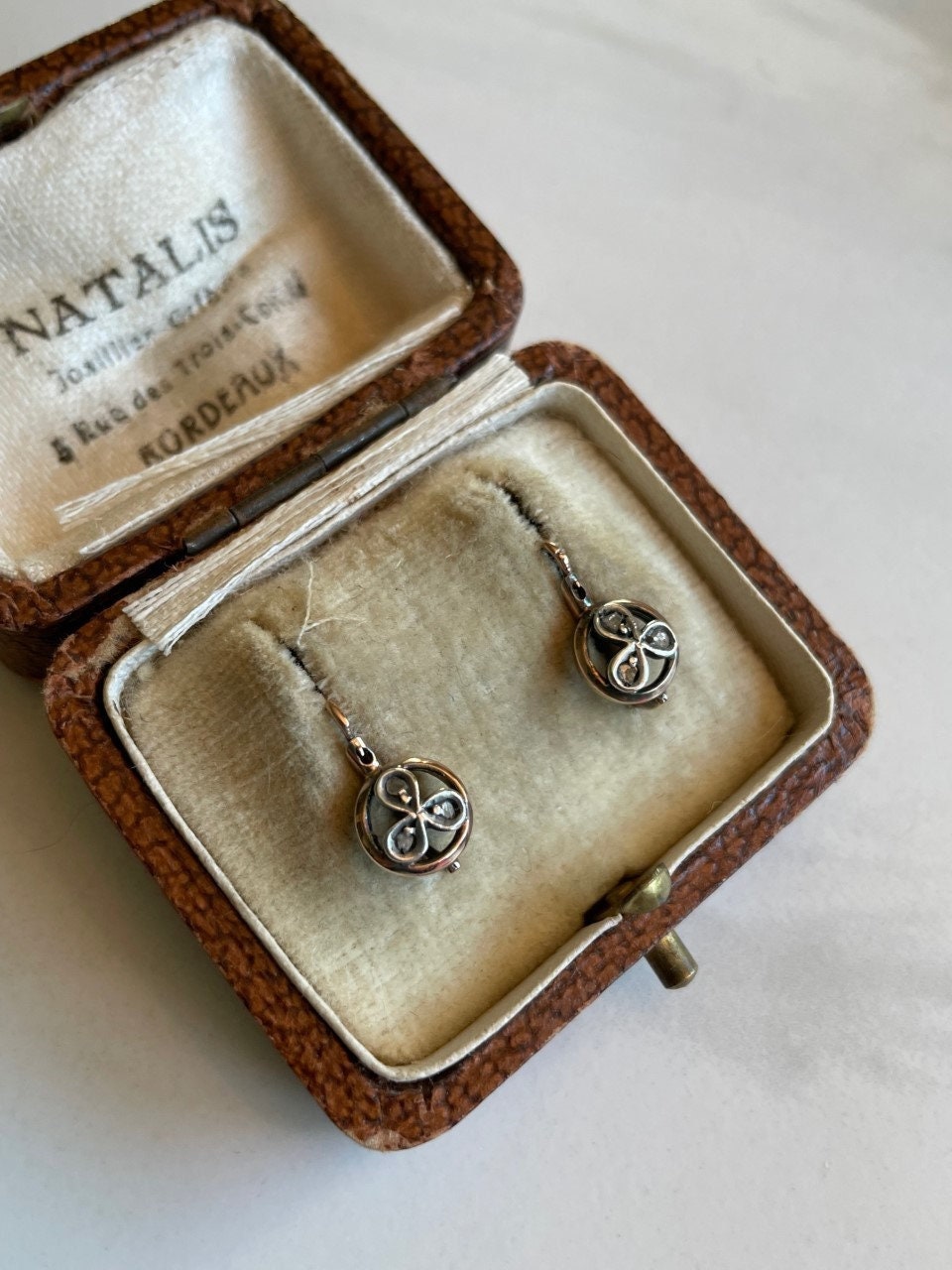 CLASSIC 10K VICTORIAN Diamond Dormeuses Earrings