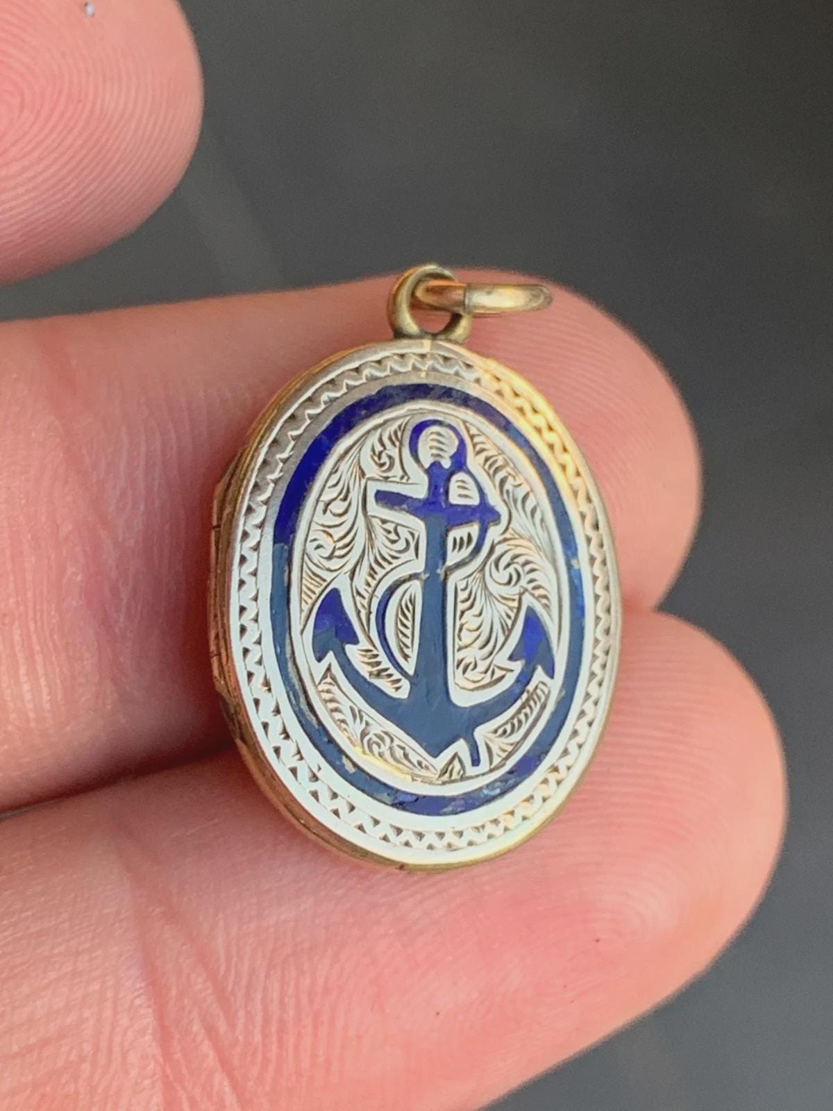 9K Gold Victorian Anchor Locket, Ornate Nautical Design - Etsy