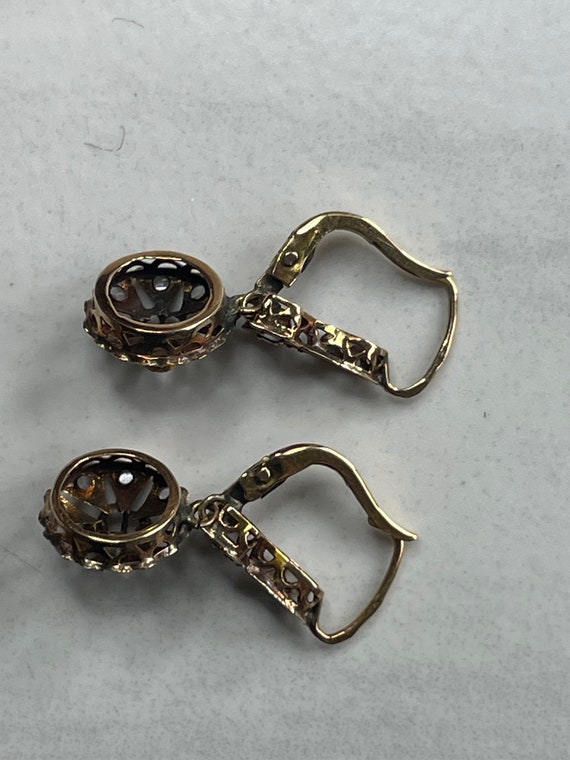 VICTORIAN ~FILIGREE~ ANTIQUE 18k gold Earrings wi… - image 4