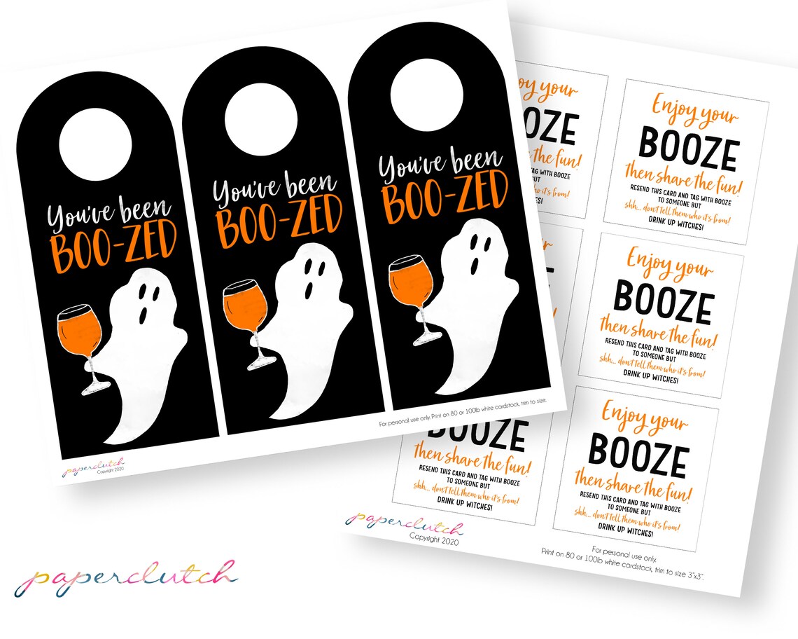 Youve Been Boozed Printable Halloween Gift Tags Halloween Etsy