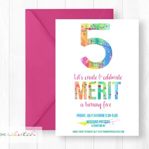 Art Birthday Party Invitation | Painting Party Messy Art Theme Pottery Painting Birthday Invite Arts & Craft Birthday Girl Art Party Theme