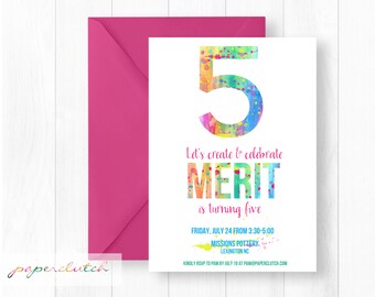 Art Birthday Party Invitation | Painting Party Messy Art Theme Pottery Painting Birthday Invite Arts & Craft Birthday Girl Art Party Theme