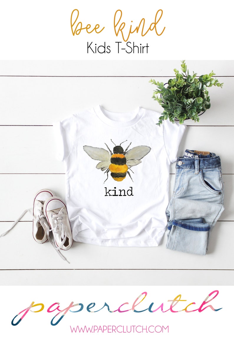 Bee Kind Shirt Motivational Tshirt Kids graphic tee Kindness Shirt In a world where you can be anything paperclutch Kids Be Kind tShirt