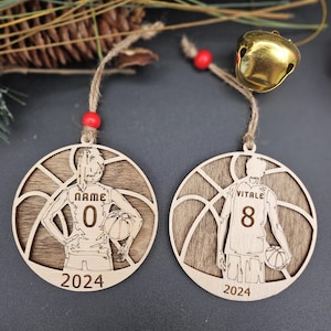 Customizable Sports Ornament - Personalized 3&quot; Wooden Keepsake - Basketball, Softball, Baseball, Soccer, Tennis, Volleyball & Football