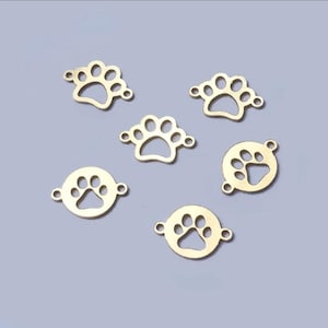 Gold Filled & Silver Permanent Jewelry | Paw Connectors | Pet Paw Connectors | Round Disks | Bracelet Charms | Necklace Connectors
