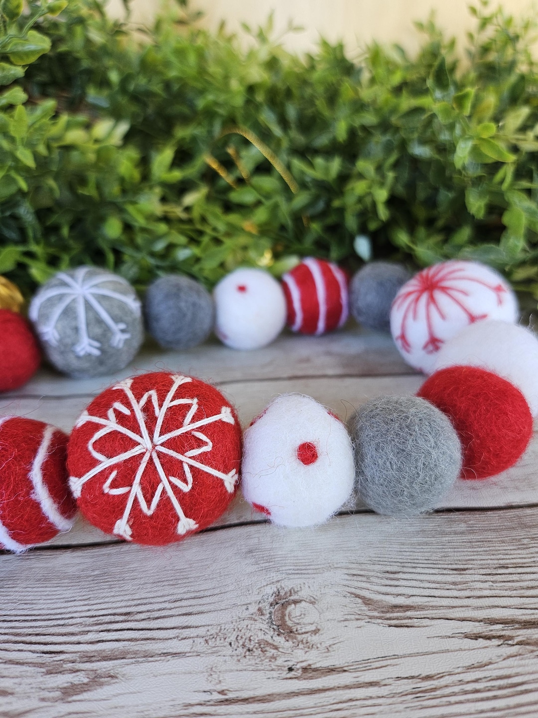 Felted Ball Christmas Garland