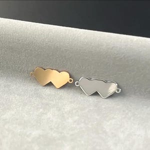 14k Gold Filled & Sterling Silver Double Heart Connector: Jewelry Making