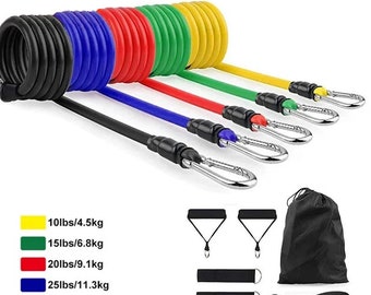 Fitness Tensioner Pull Rope Set, 11-Piece Resistance Bands, Muscle Training Belt, Elastic Sleeve Bands,Fitness Muscle Training Belt