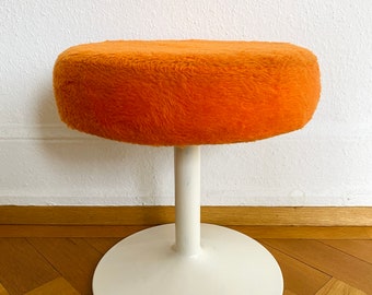 Mid Century Modern Space Age Orange Tulip Stool 1970's