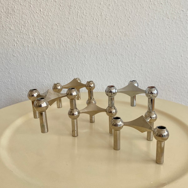 Mid Century Modern Nagel & Stoff Chrome-Plated Modular Candleholders 1960s - *Set of 5 candleholders*