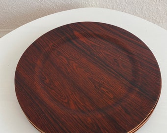 Mid Century Modern Danish Set of 4 Rosewood Charger Plates 1960s