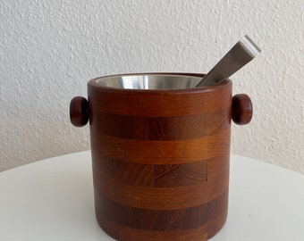 Mid Century Modern Danish Teak Ice Bucket 1960s