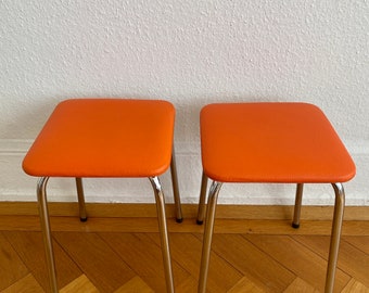 Mid Century Modern Retro Soudex Vinyl Set of 2 Stools 1960s