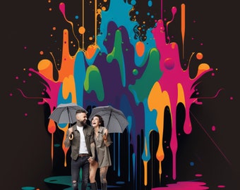 Raining PAINT Digital Backdrop • Paint Pour Party Background Composite Digital Download Photography Umbrella Portrait Session Add Picture