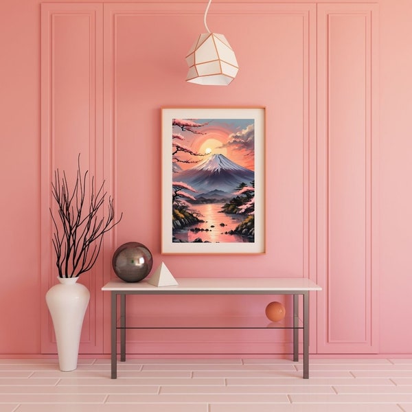 Japan | Mount Fuji | Sakura | Wall Art | Digital Art Print | AI Art | Digital Download | Home Decor | Printable Art