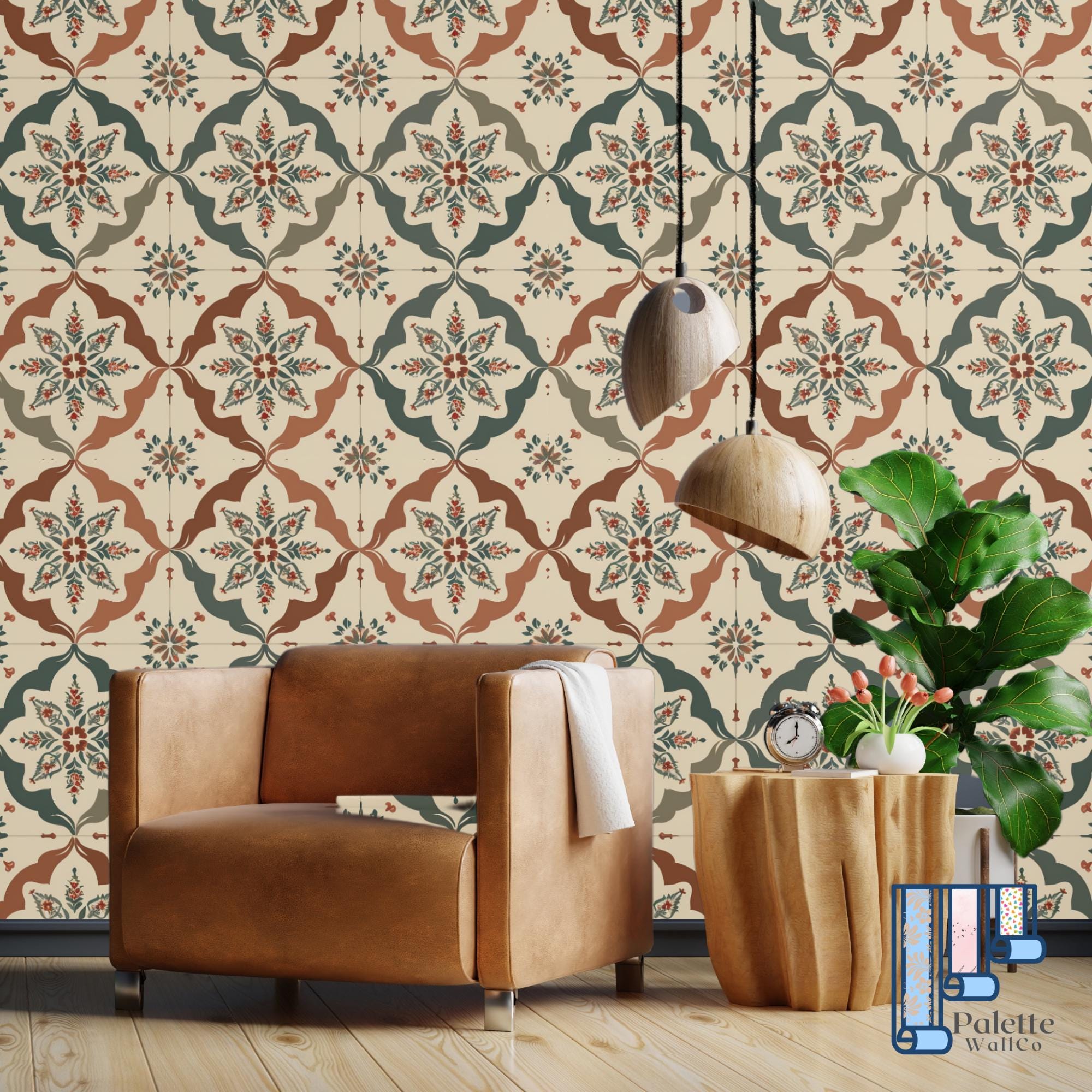 Beautiful Boho Tile Design Wallpaper, Vintage Peel and Stick Wallpaper ...