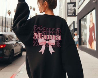 Sweatshirt gepersonaliseerde mama, aangepaste hoodie moeder van meisjes, outfit nieuwe mama, babyaankondiging mama kleding, leuke mama verjaardagscadeaus