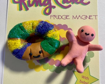 King Cake and baby magnet set