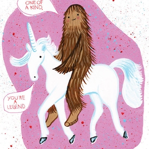 Bigfoot and Unicorn 8.5 x 11 digital print