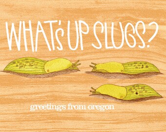 What's Up Slugs postcard