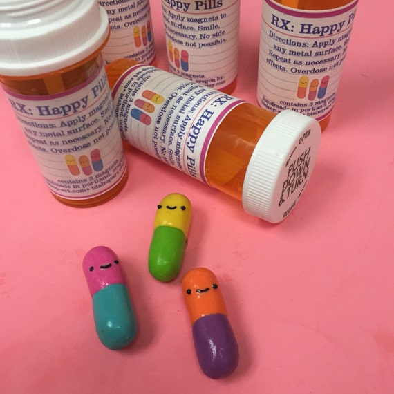 Happy Pill Magnets Etsy