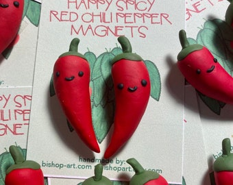 Happy Spicy red chili magnets