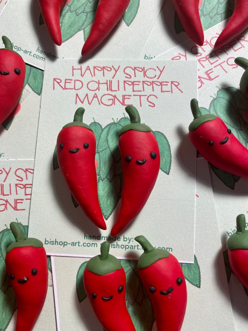 Happy Spicy red chili magnets image 1