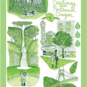 Portland Oregon toile postcard