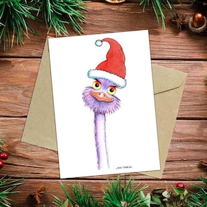 Cartão de Natal Ozzy Avestruz