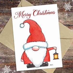 Christmas Gonk Card, Watercolour Art