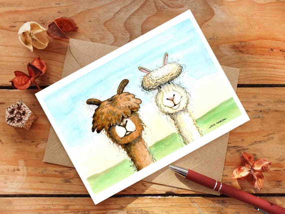 Biglietto di auguri di compleanno personalizzato con alpaca: auguri per gli amanti degli animali