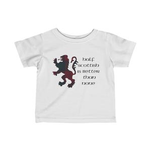 Personalized Scottish Heritage Infant Jersey Tee; Personalized Rampant Lion Scottish Infant Tee; Infant Half Scottish Personalized Tee