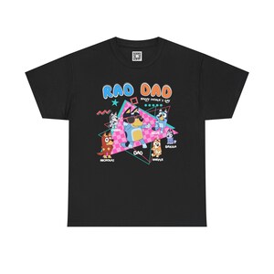 Rad Dad Unisex Tee, 90s Cartoon Inspired Father's Day Shirt, Personalized Names Gift, Retro Graphic Dog Family T-shirt, Dad Playtime Apparel