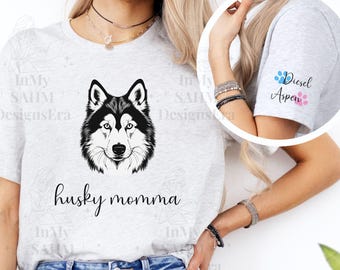 Camiseta unisex de Husky Siberiano, regalo para amantes de los perros, camiseta personalizada de Husky, camiseta para mamás de Husky, camiseta con nombre de mascota, camiseta con estampado animal, para dueños de Husky