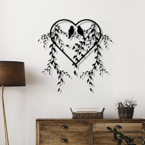 Birds on Branch Metal Wall Art: Nature Sculpture Decor