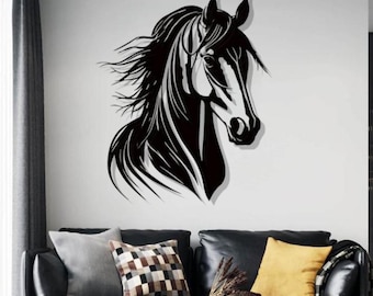Metal Horse Head Wall Art: Rustic Farmhouse Decor