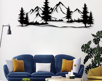 Mountain Forest Metal Wall Art: Nature Landscape Decor