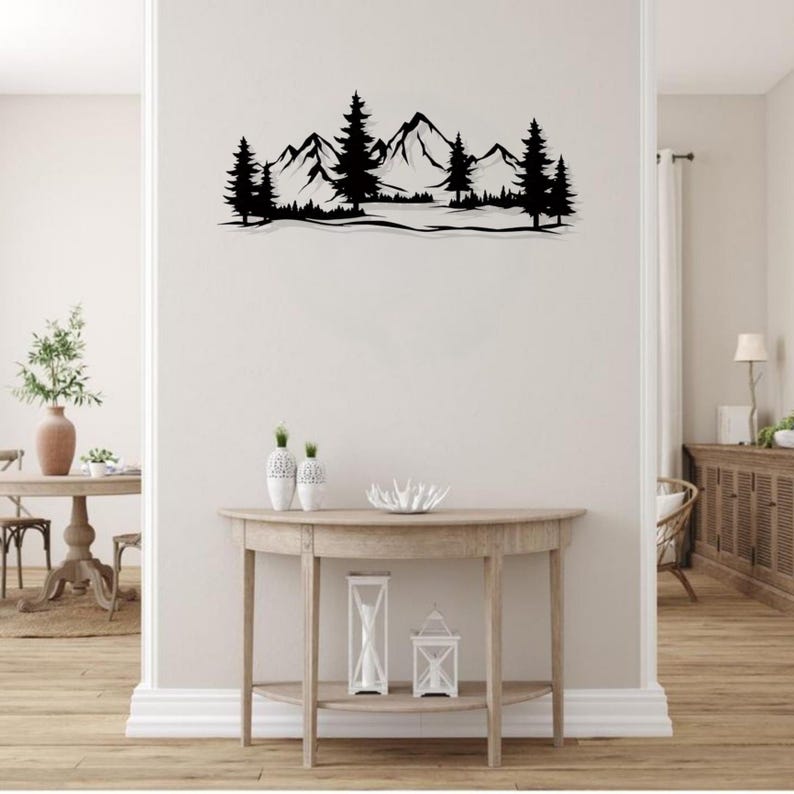 Mountain Forest Metal Wall Art: Nature Landscape Decor - Etsy