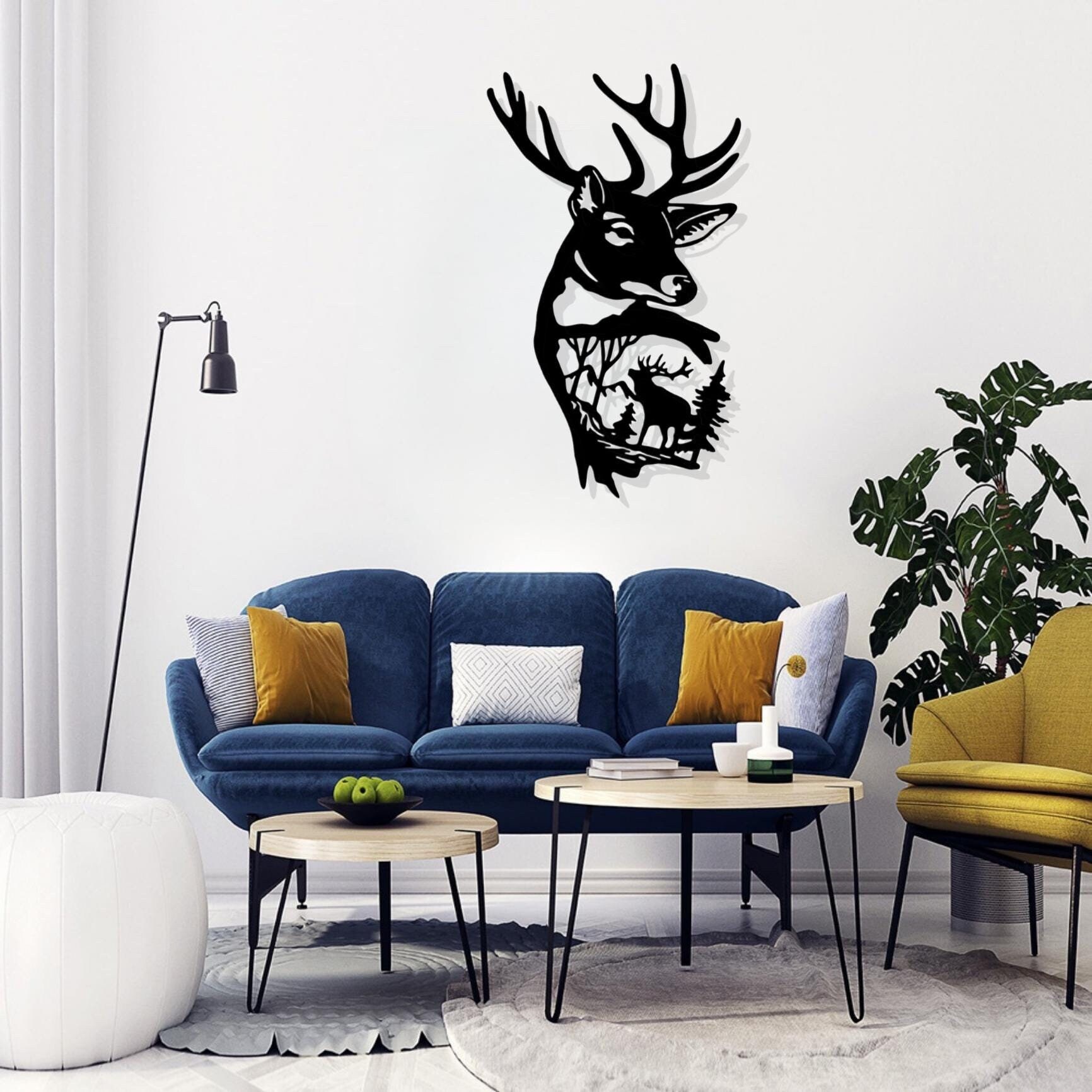 Metal Deer Head Wall Art: Modern Living Room Decor