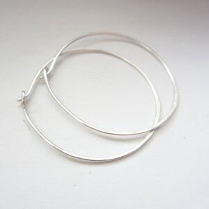 Large Sweet n' Simple Sterling SIlver Hoops 1 1/8 image 2