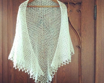 KIT - Pygora Wedding Shawl -  Crochet - Natural 100% Pygora yarn (pattern sold separately)