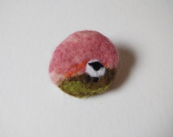 Felted Sheep Pin - Lone Sheep with Pink Sky