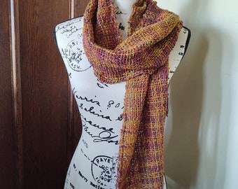 Handwoven Handpainted 100% Cotton Scarf - Leaves of Fall