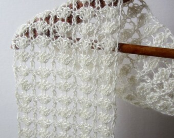KIT - Pygora Crochet Lace Scarf Kit - Lacey Shells - Natural 100% Pygora yarn