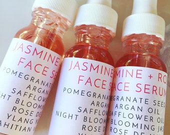 Jasmin und Rose Gesichtsserum, Anti Aging Gesichtsserum, Biologisch und Vegan