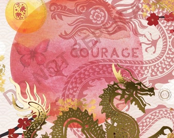 Transform with the Dragon: Happy New Year Original Artwork Gift for Positive Change