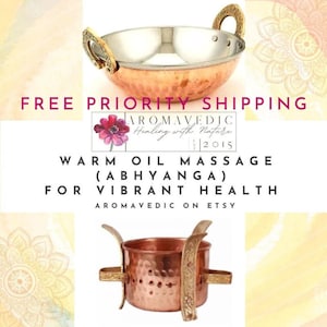 Massage Oil Warmer Set Copper and Stainless Steel Abhyanga Massage Therapy Free U.S. Prority Shipping/Next Day image 1